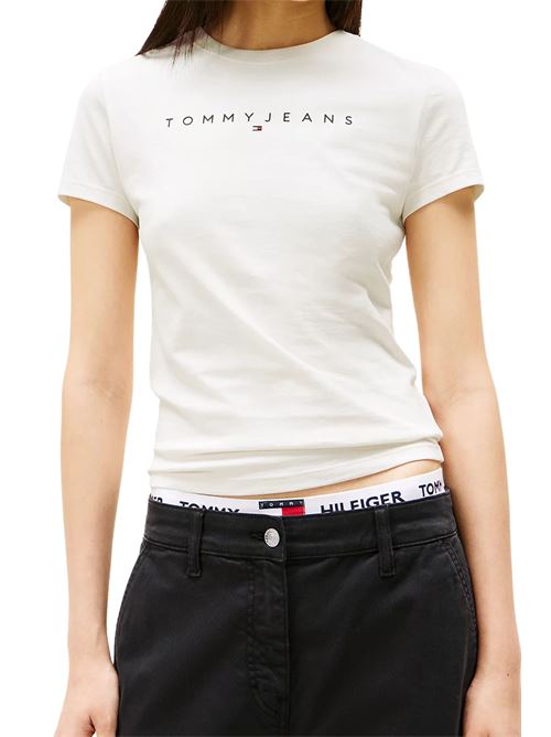T-shirt donna bianca in cotone Tommy Jeans | DW0DW18398YBH